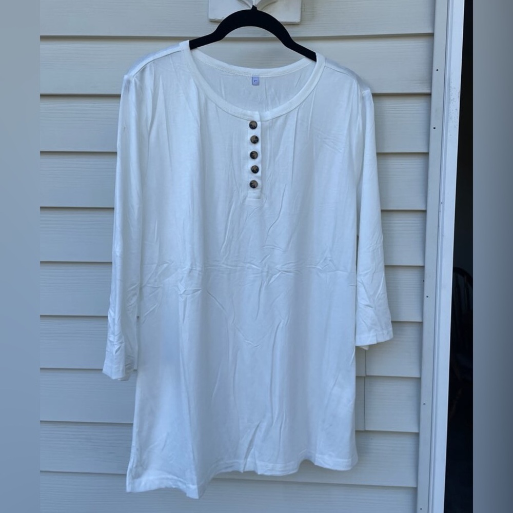 Off White Shirt with Button Placket